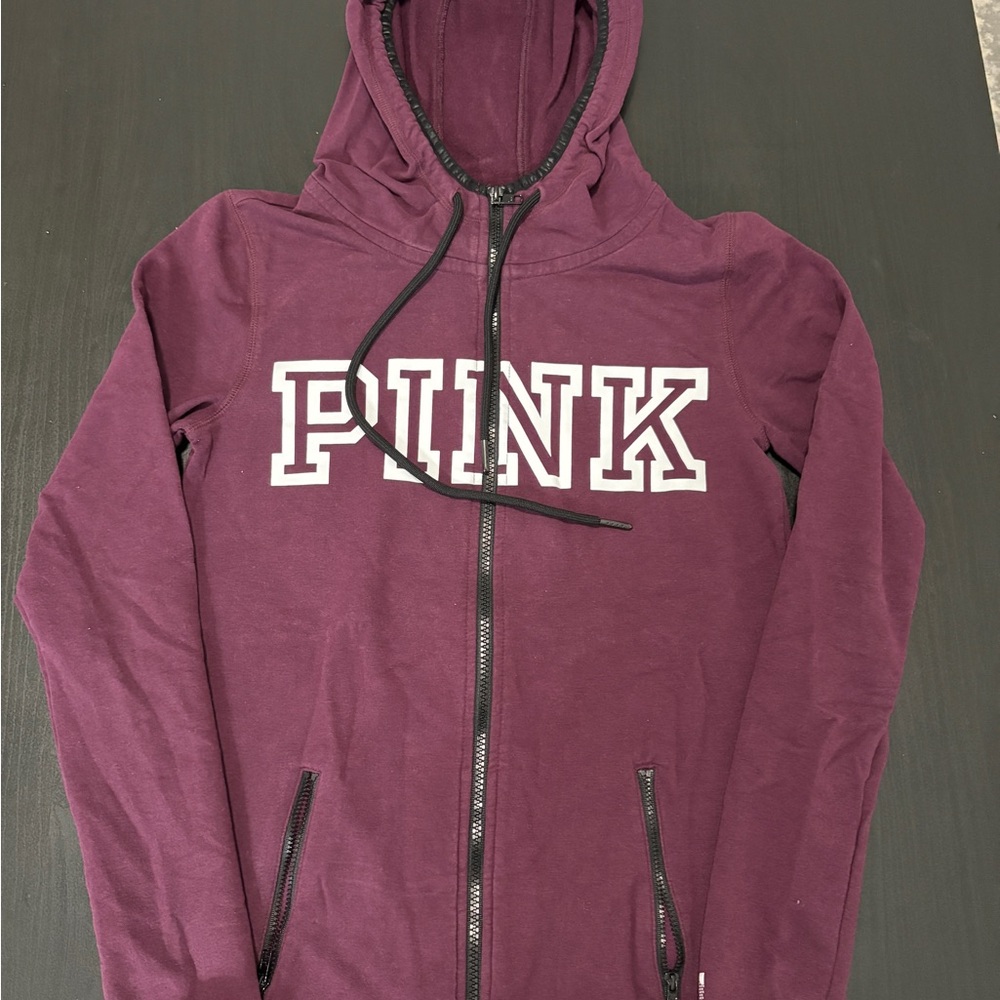 PINK Maroon Zip-Up Hoodie